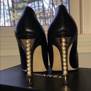 Chanel Leather Pump 4inch heel with Pearls